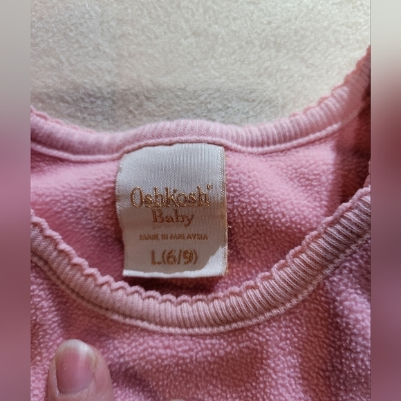 OshKosh Baby vintage girl pink fleece overalls with farm animals 6-9m - Picture 6 of 9